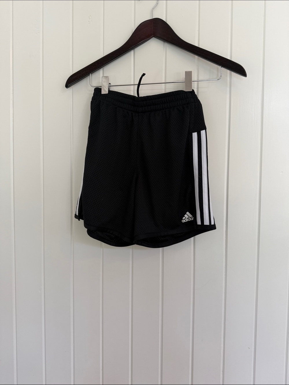 adidas Black Athletic Shorts with White Three-Stripes